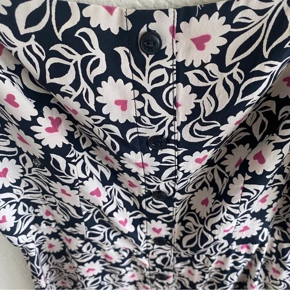 HVN Atlanta Button Front Floral Heart Print Strappy Dress US4 - Picture 5 of 7